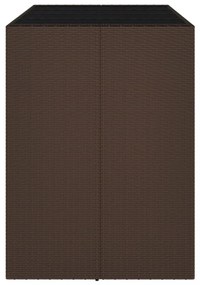barna polyrattan kerti asztal üveglappal 145 x 80 x 110 cm