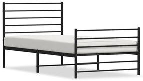 fekete fém ágykeret fej- és lábtámlával 107 x 203 cm