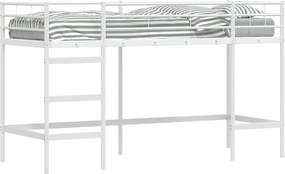 vidaXL Gyerekek Loft Ágykerete Fehér 90 x 190 cm Acél