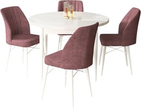 Rox étkezőgarnitúra, fehér-púderrózsaszín, 90 cm