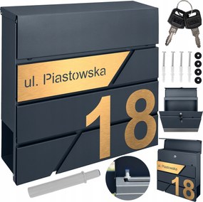 Postaláda Antracit +arany Számjegyek Laminált