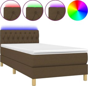 vidaXL barna szövet rugós és LED-es ágy matraccal 90x190 cm
