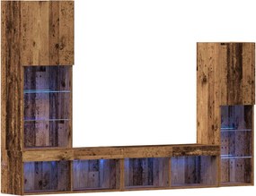 vidaXL TV szekrény LED -es lámpákkal 4 pcs Régi fa Faanyag