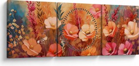 Kép - Virágos rét, festmény (órával) (90x30 cm)