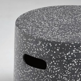 Fekete beton tárolóasztal, ⌀ 35 cm - Kave Home