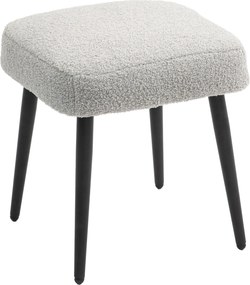 HOMCOM Puff Ülőke Négyzet Alakú Sminkpuff, Lábpihentető Cashmere Hatással, Acél Lábakkal, A Nappaliba, Hálószobába, Világosszürke, 42 x 42 x 47 cm | A