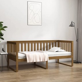 mézbarna tömör fenyőfa kanapéágy 100 x 200 cm