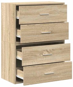 2 db sonoma tölgy szerelt fa szekrény 2 fiókkal 60 x 31 x 40 cm