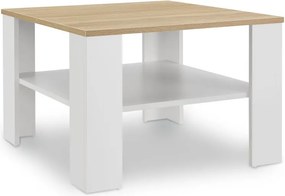 Fehér dohányzóasztal polccal 60 x 60 cm