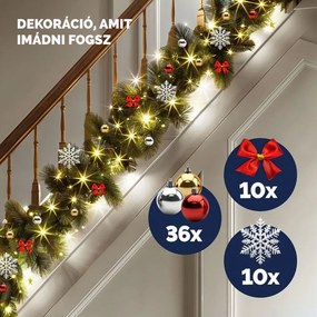 ANDREA karácsonyi girland távirányítós világítással, díszített, 5 m, zöld Casaria