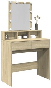 sonoma tölgy színű fésülködőasztal LED-del 80 x 41 x 144,5 cm