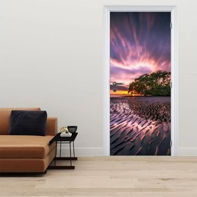 Fotótapéta ajtóra - Strand naplementekor (95x205cm)