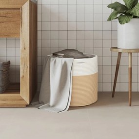 bézs és fehér pamut tárolókosár Ø40 x 35 cm
