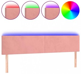 rózsaszín bársony LED-es fejtámla 200x5x78/88 cm