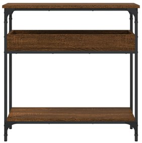 barna tölgyszínű szerelt fa tálalóasztal polccal 75x29x75 cm