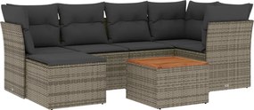 vidaXL 7 részes szürke polyrattan kerti ülőgarnitúra párnákkal