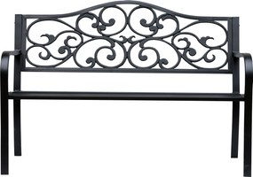 Outsunny 2-Fős Kerti Pad Parki Pad Kinyitható Asztallal 240 kg Teherbírással, Teraszi Pad Háttámlával és Karfákkal Kerti Bútor Teraszra, Kertbe 150x58