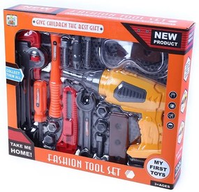 Játék szerszámkészlet működőképes fúró-csavarbehajtóval