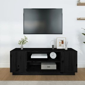 fekete tömör fenyőfa TV-szekrény 110x35x40,5 cm