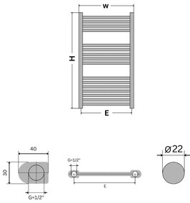 Törölközőszárító radiátor - Viva Platinum Therm - ÍVES - fehér - 700 x 1000 mm