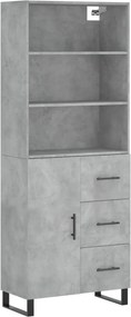 vidaXL betonszürke szerelt fa magasszekrény 69,5 x 34 x 180 cm