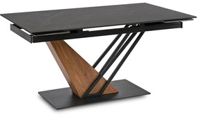 Fekete Márvány/Dió Színű Bővíthető Étkezőasztal. REX 160-220 cm