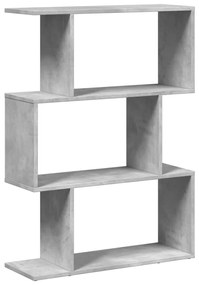 3 szintes betonszürke fa térelválasztó könyvespolc 70x24x97 cm
