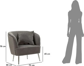 Szürke bársony fotel Silvery – Mauro Ferretti