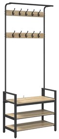 Kabáthorog polcokkal sonoma tölgy 75 x 34 x 184 cm Faanyag