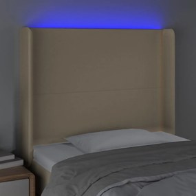 krémszínű szövet LED-es fejtámla 83x16x118/128 cm