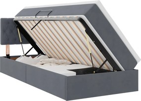 vidaXL Tárolós Ágy matracmal tárolóval Sötétszürke 90 x 190 cm Bársony