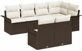 vidaXL Kerti Kanapé Szett párnával 7 pcs Barna polirattan