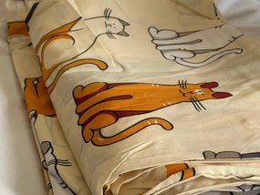 Poliészterpamut ágyneműhuzat COLORED CATS POLY krémszínű Ágyneműhuzat mérete: 70 x 90 cm | 140 x 220 cm