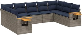 vidaXL 9 részes szürke polyrattan kerti ülőgarnitúra párnával