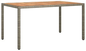 Szürke kerti étkezőasztal 150x90x75 cm Polirattan