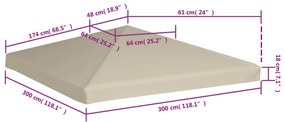 bézs pavilon tetőponyva 310 g/m² 3 x 3 m