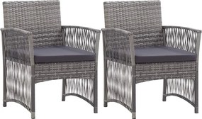vidaXL 2 db antracitszürke polyrattan kerti fotel párnákkal
