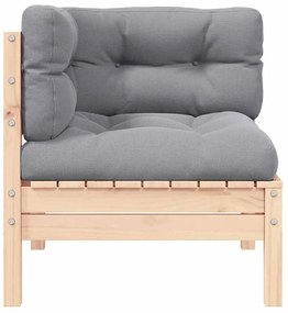 vidaXL tömör fenyőfa kerti sarokkanapé szürke párnákkal