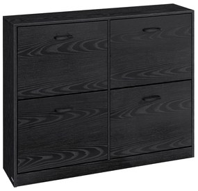 Cipősszekrény 4 lehajtható rekesszel 24 x 105,5 x 83 cm, fekete