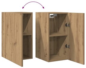 2 db kézműves tölgy színű szerelt fa TV-szekrény 30,5x30x60 cm