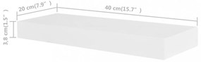 4 db fehér fali polc 40 cm