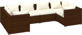 vidaXL 6 részes barna polyrattan kerti ülőgarnitúra párnákkal