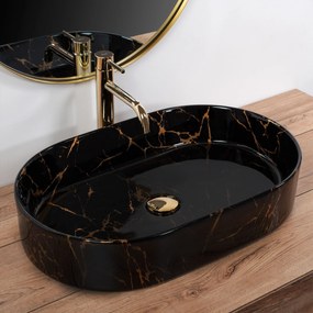 Pultos mosdó Rea Nadia Black Marble Shiny