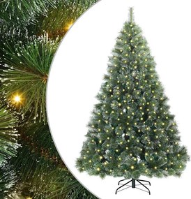 vidaXL Mű karácsonyfa 300 LED-del állvánnyal Zöld 180 cm PE és PVC