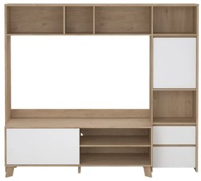 Fehér-natúr színű nappali bútor szett tölgyfa dekorral 209x183x48 cm Next – Tvilum