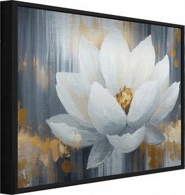 Fém Kép Fekete Keretben Fehér Virág Loft Fürdőszoba Konyha 150x100