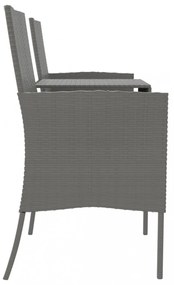 kétszemélyes antracitszürke polyrattan kanapé teázóasztallal