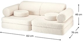 Krémszínű buklé gyerek kanapé 132 cm Settee – Wigiwama