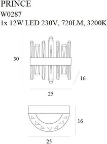 Fali Lámpa Arany PRINCE MAXLIGHT W0287