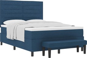 vidaXL Boxrugós ágy matracmal fejtámlával Kék 140 x 190 cm szövet